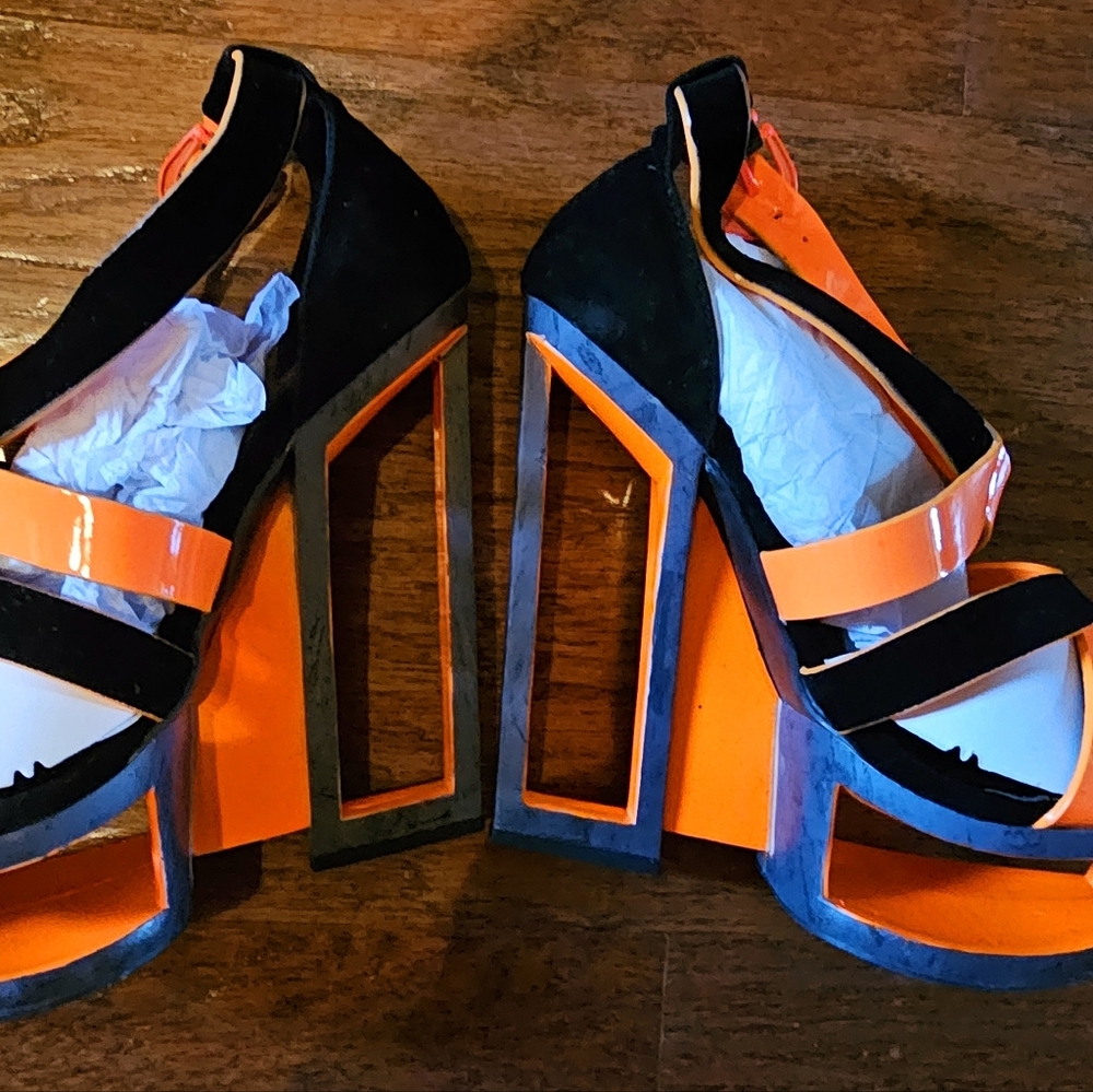 Black and Orange Unique Platform Heels HALLOWEEN